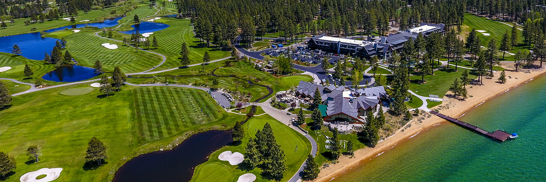 Aerial shot of a resort and golf course